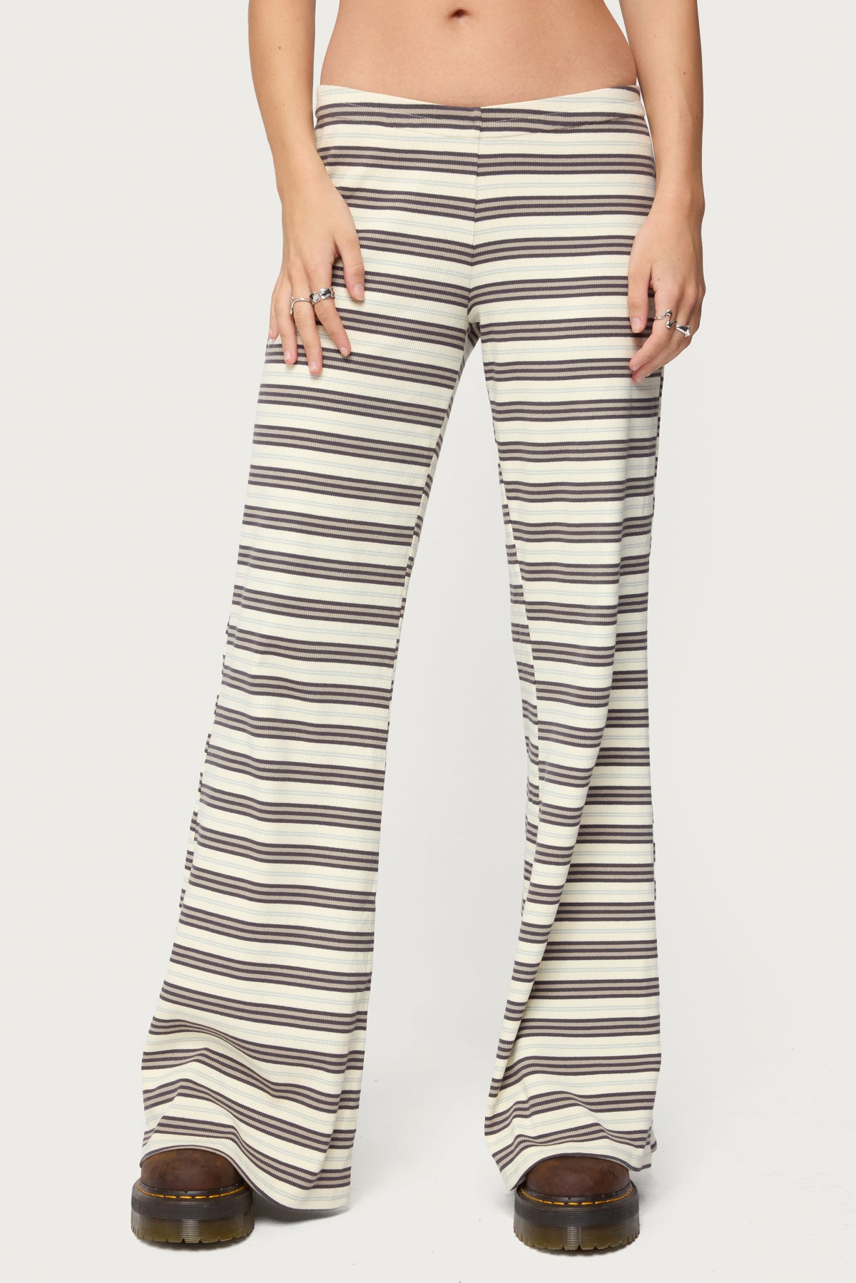 Avalie Striped Ribbed Pants - MIX