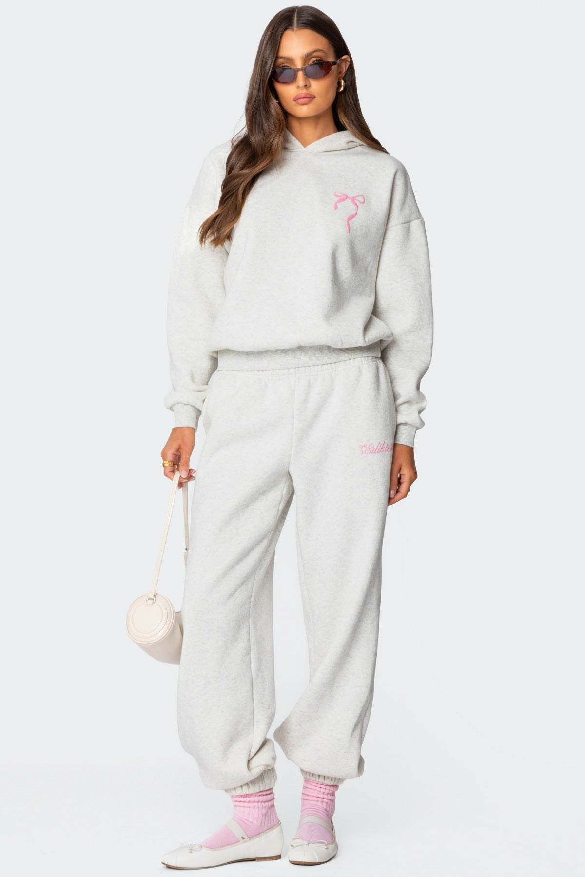 Sasha Bow Detail Sweatpants - GRAY MELANGE