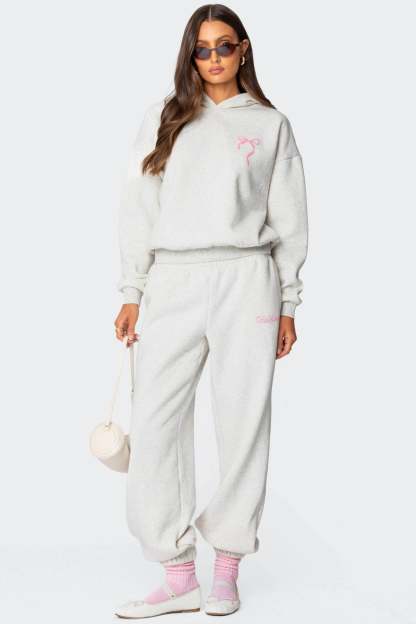 Sasha Bow Detail Sweatpants - GRAY MELANGE