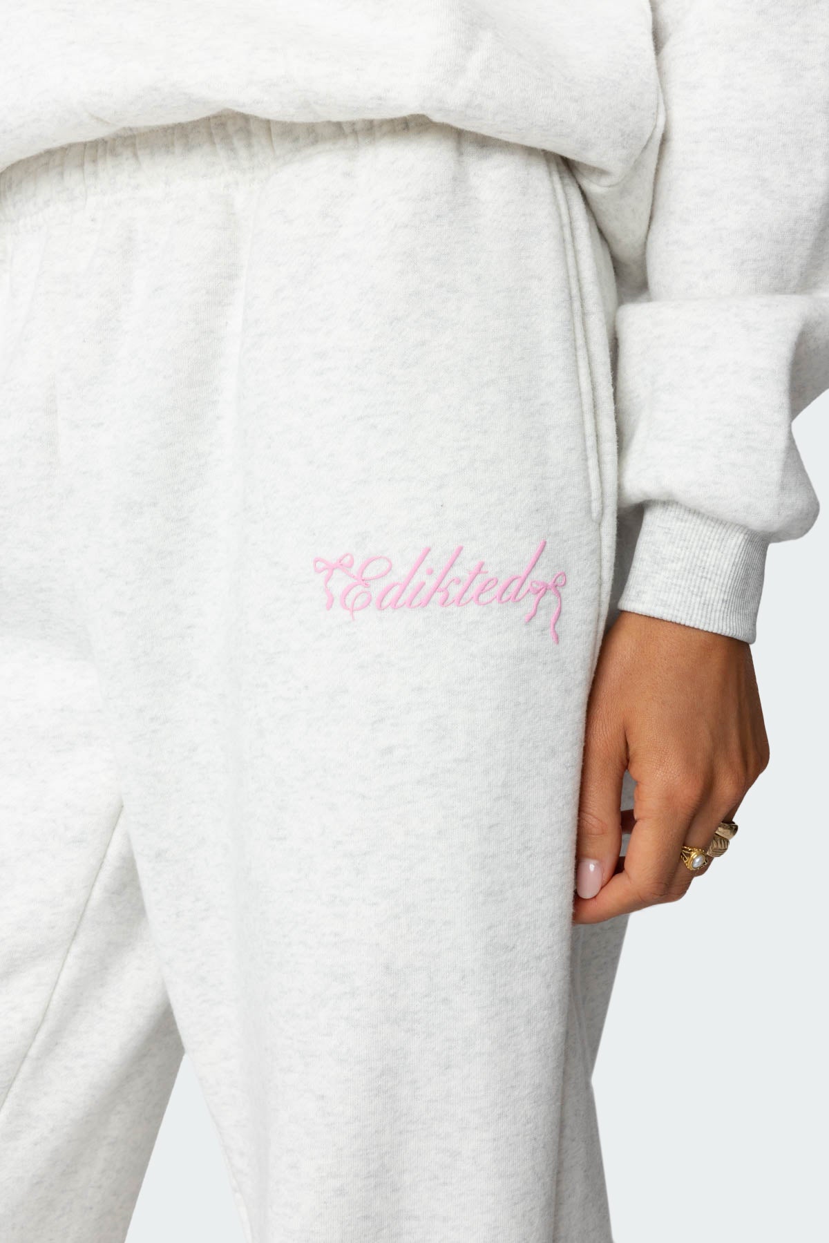 Sasha Bow Detail Sweatpants - GRAY MELANGE