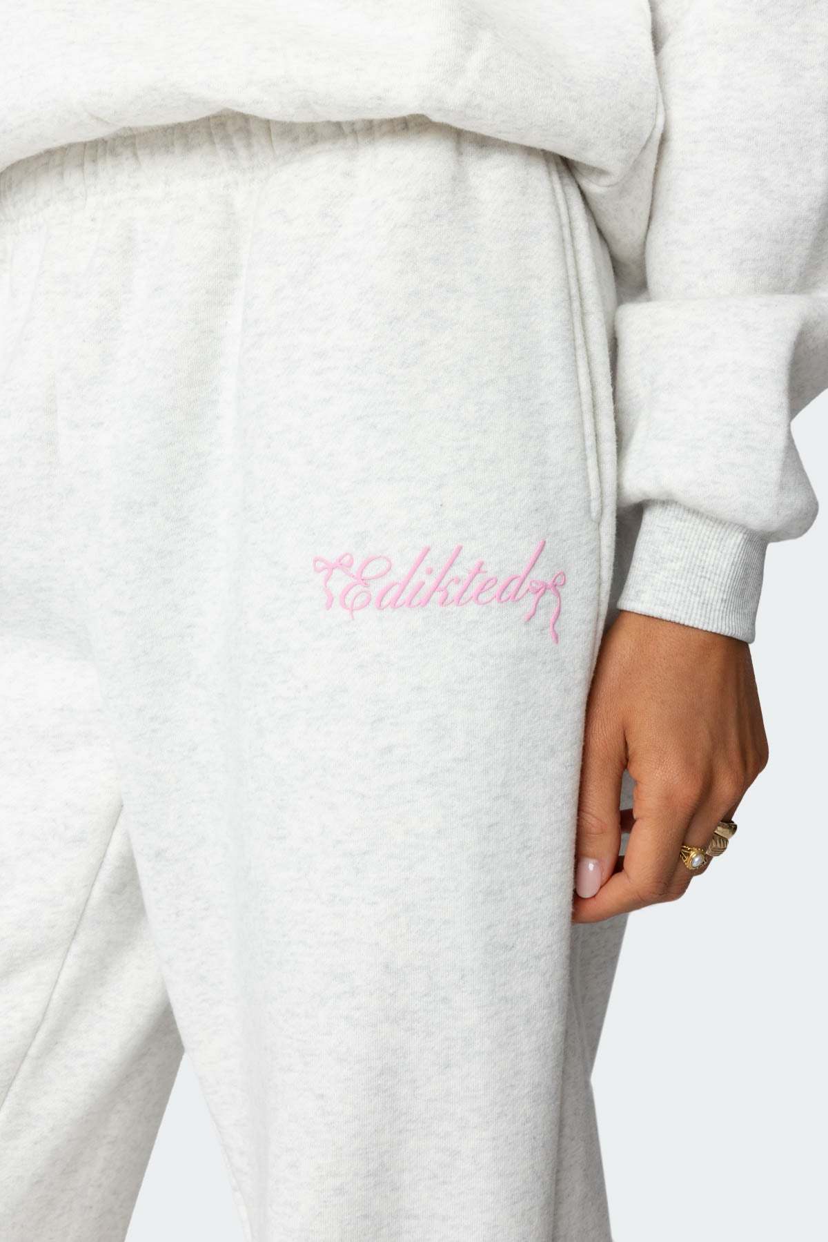 Sasha Bow Detail Sweatpants - GRAY MELANGE