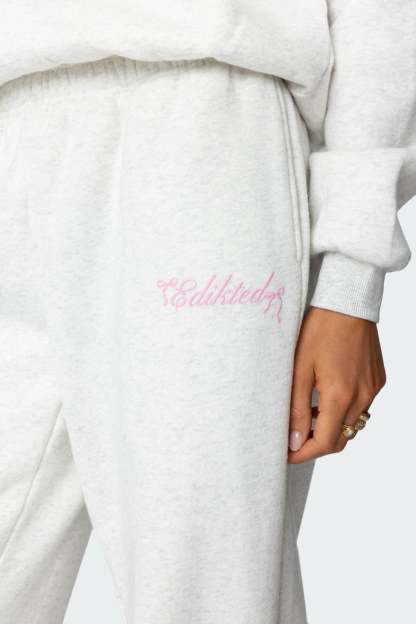 Sasha Bow Detail Sweatpants - GRAY MELANGE