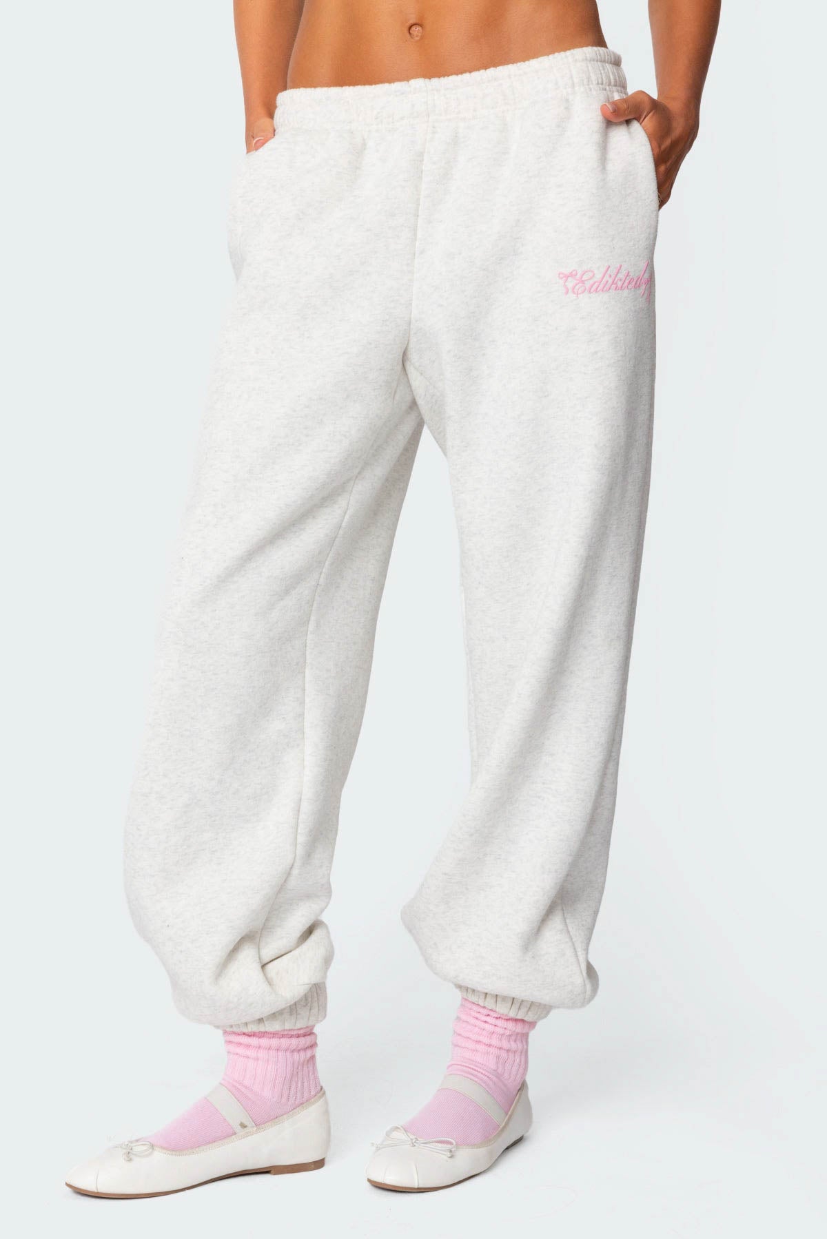 Sasha Bow Detail Sweatpants - GRAY MELANGE