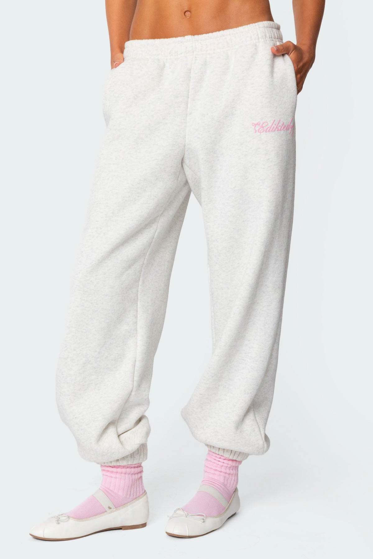 Sasha Bow Detail Sweatpants - GRAY MELANGE