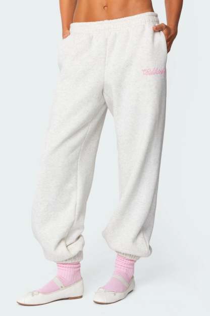 Sasha Bow Detail Sweatpants - GRAY MELANGE