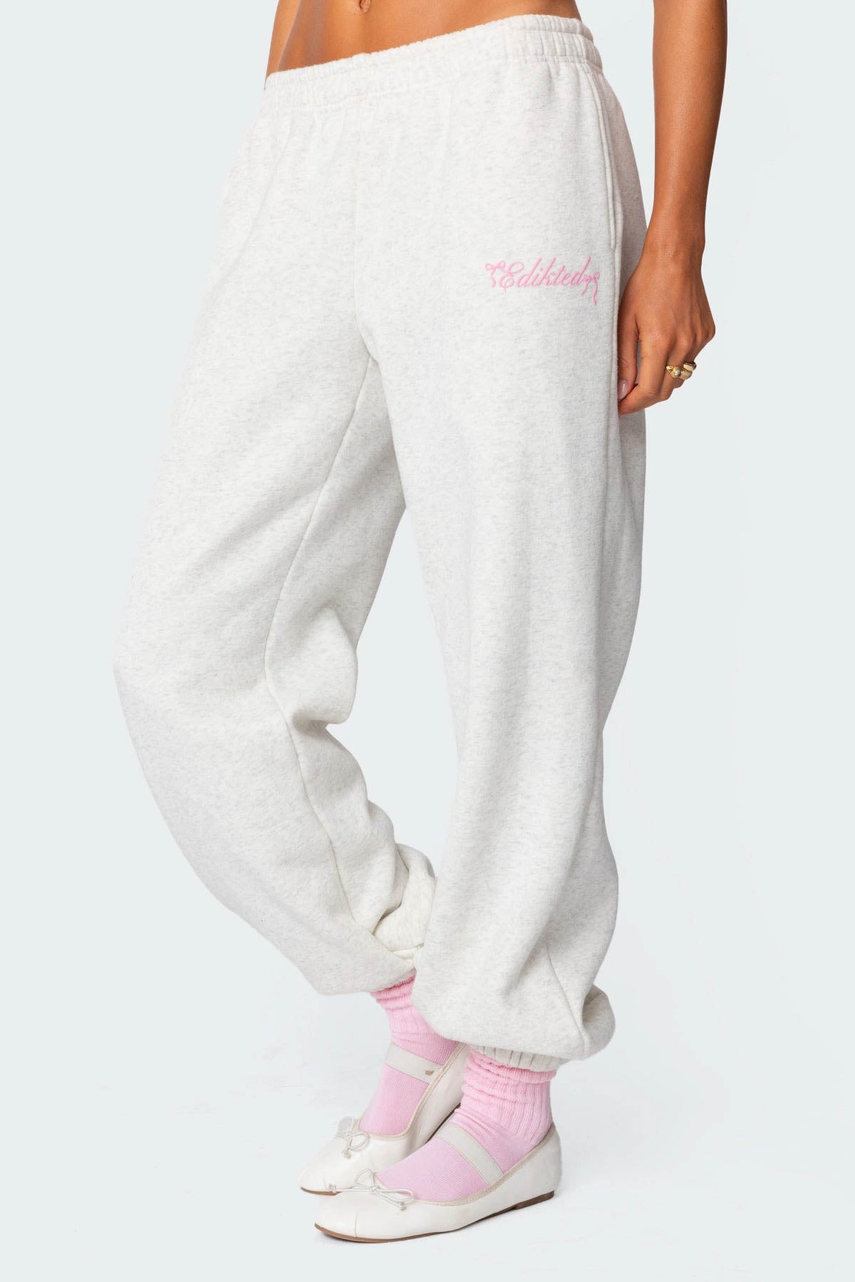 Sasha Bow Detail Sweatpants - GRAY MELANGE