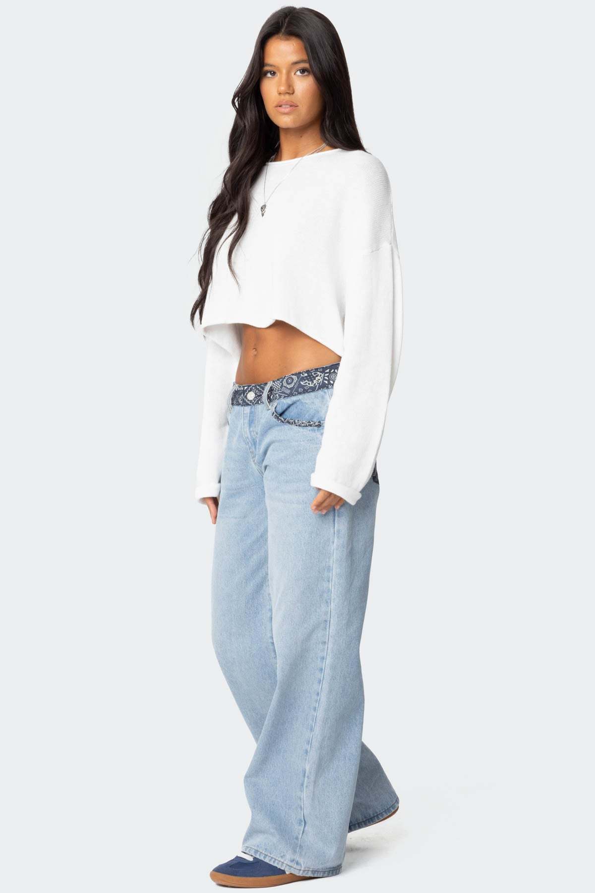 Shyrah Oversized Knit Top - WHITE
