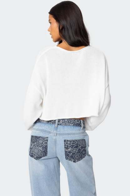Shyrah Oversized Knit Top - WHITE