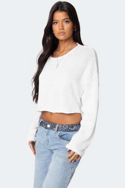 Shyrah Oversized Knit Top - WHITE