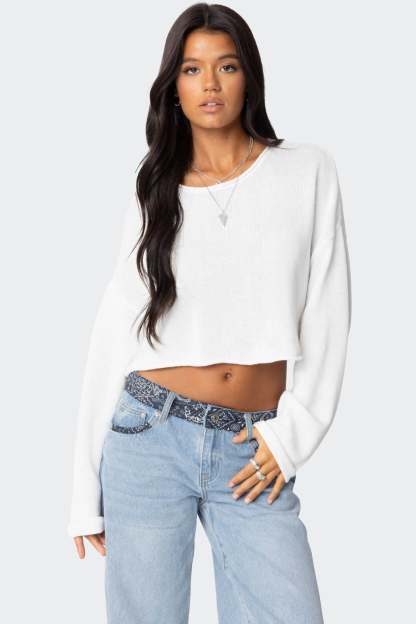 Shyrah Oversized Knit Top - WHITE