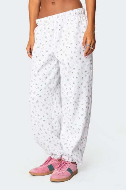 Bouquet Oversized Sweatpants - CREAM
