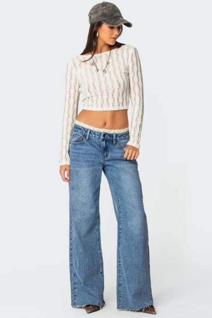 Twisted Back Textured Knit Top - BEIGE