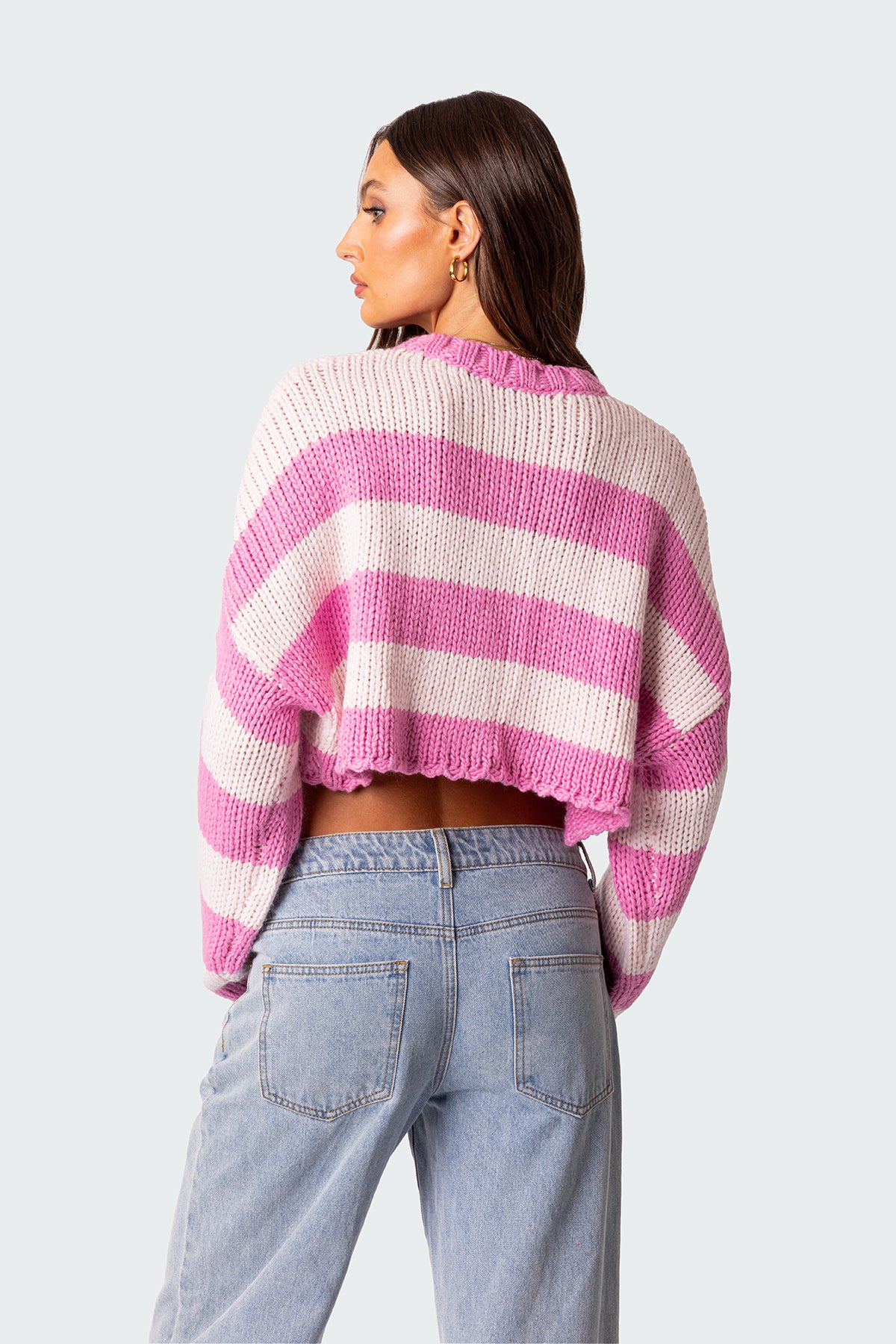 Ozzy Cropped Knitted Sweater - PINK