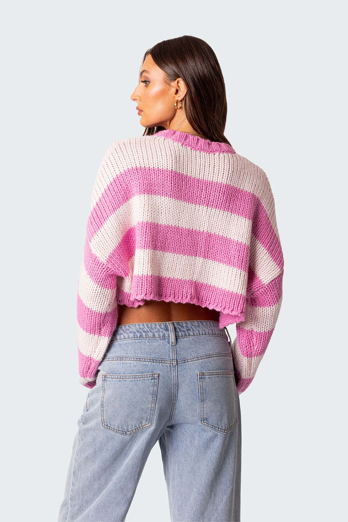 Ozzy Cropped Knitted Sweater - PINK