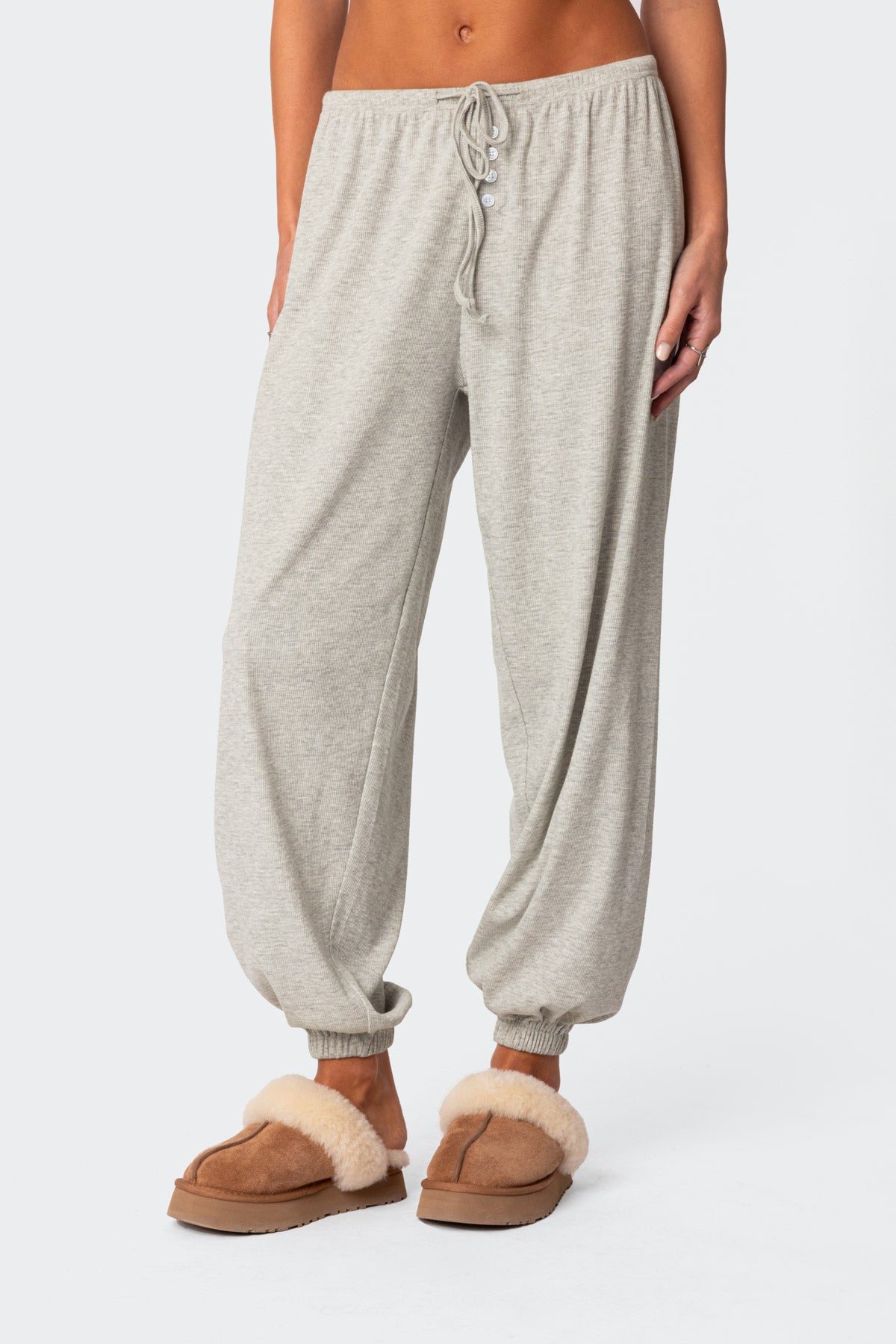 Rosanna Waffle Pajama Sweatpants - GRAY MELANGE