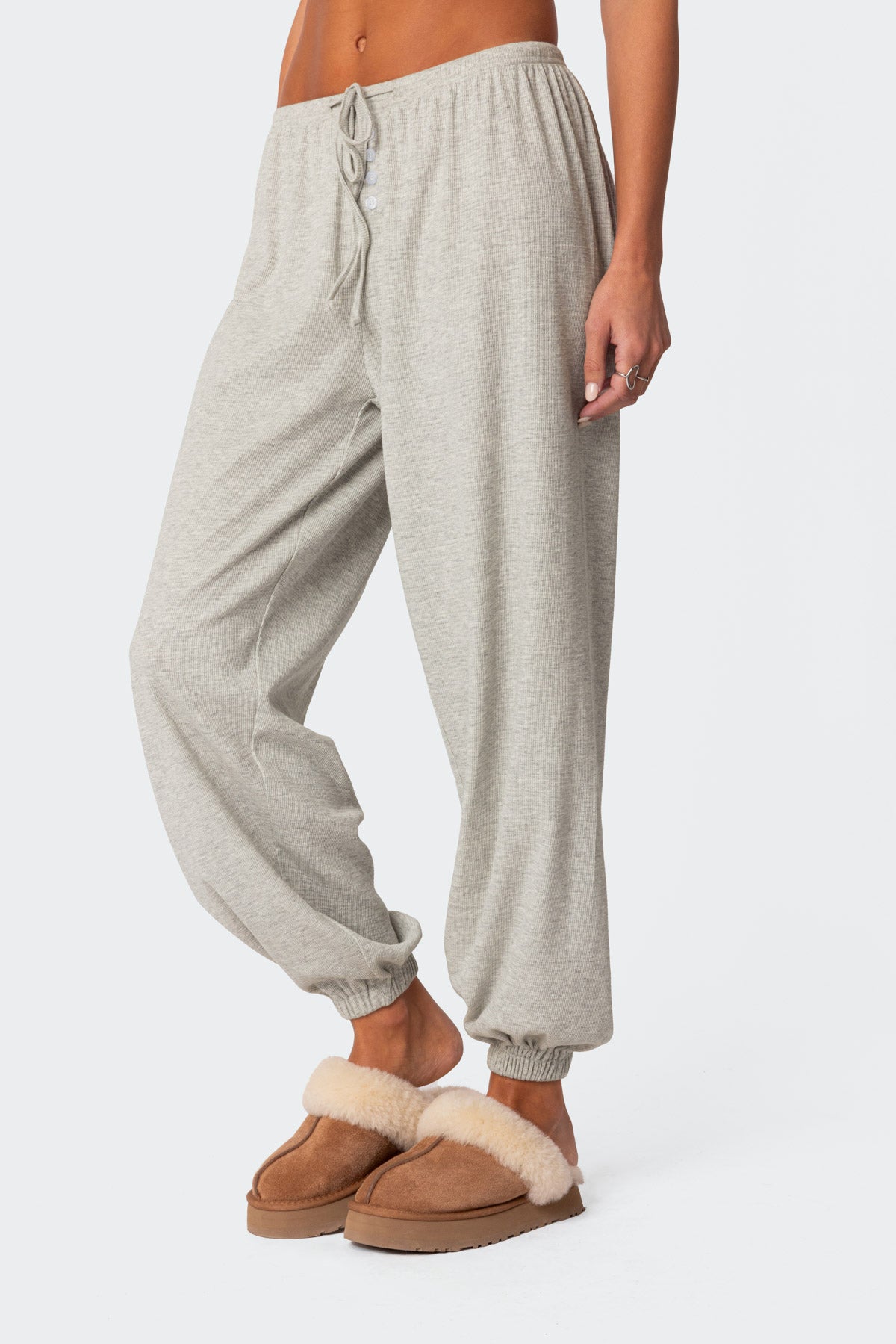 Rosanna Waffle Pajama Sweatpants - GRAY MELANGE