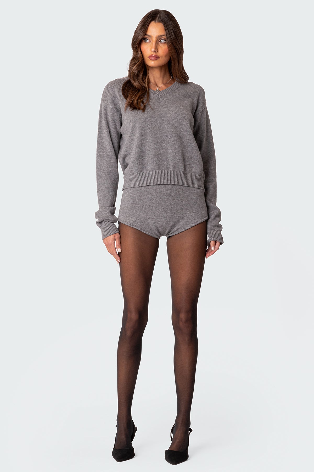 Comfort Club Oversized Sweater - GRAY MELANGE