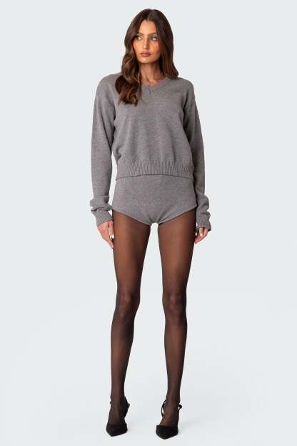 Comfort Club Oversized Sweater - GRAY MELANGE
