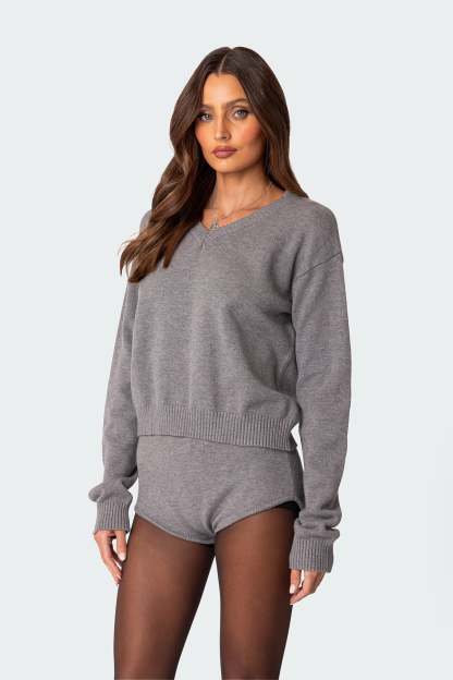 Comfort Club Oversized Sweater - GRAY MELANGE