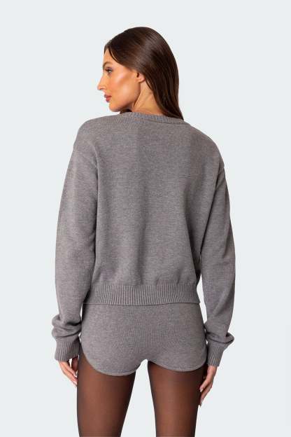 Comfort Club Oversized Sweater - GRAY MELANGE