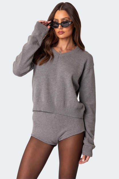 Comfort Club Oversized Sweater - GRAY MELANGE