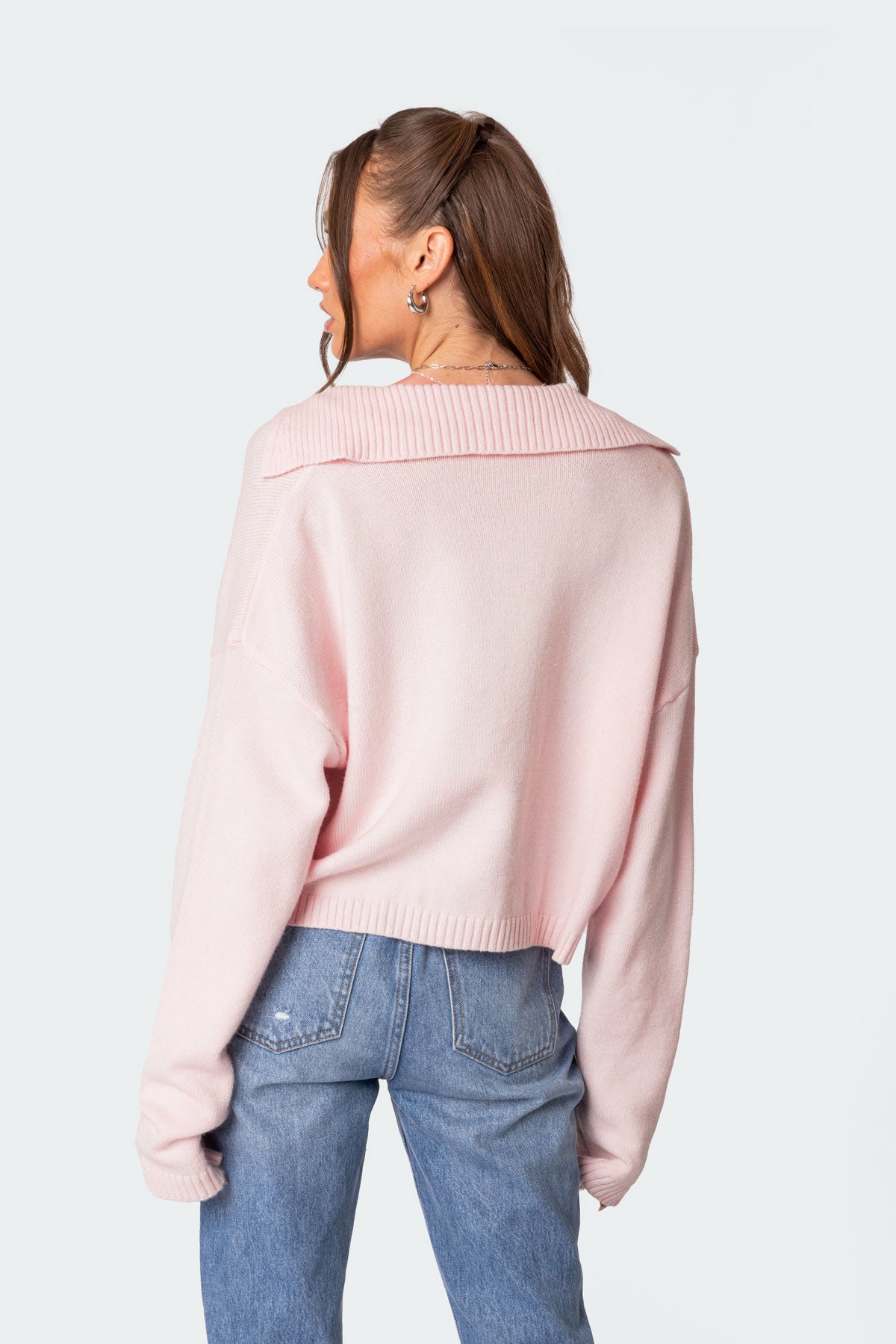 Marcie Oversize Cropped Sweater - LIGHT PINK