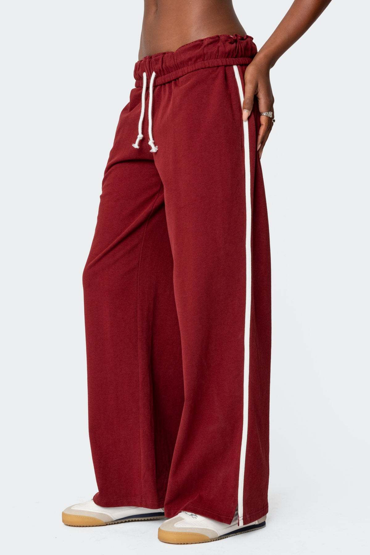 Chance Fold Over Sweatpants - BURGUNDY