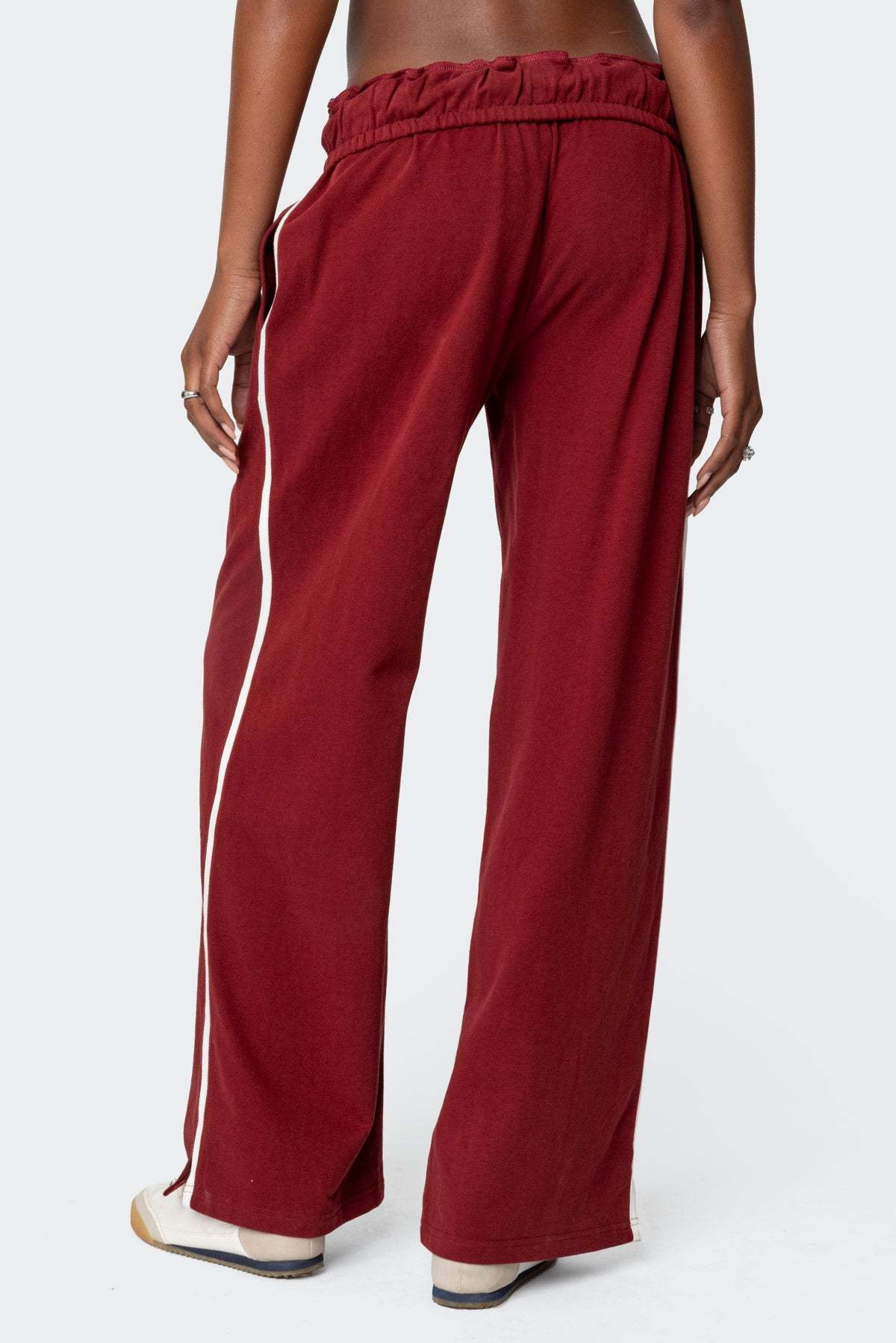 Chance Fold Over Sweatpants - BURGUNDY