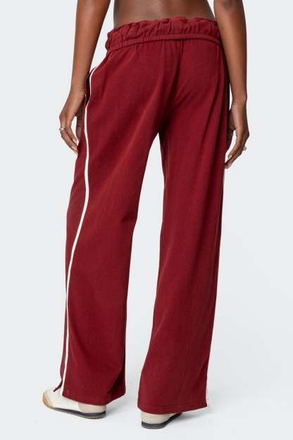 Chance Fold Over Sweatpants - BURGUNDY
