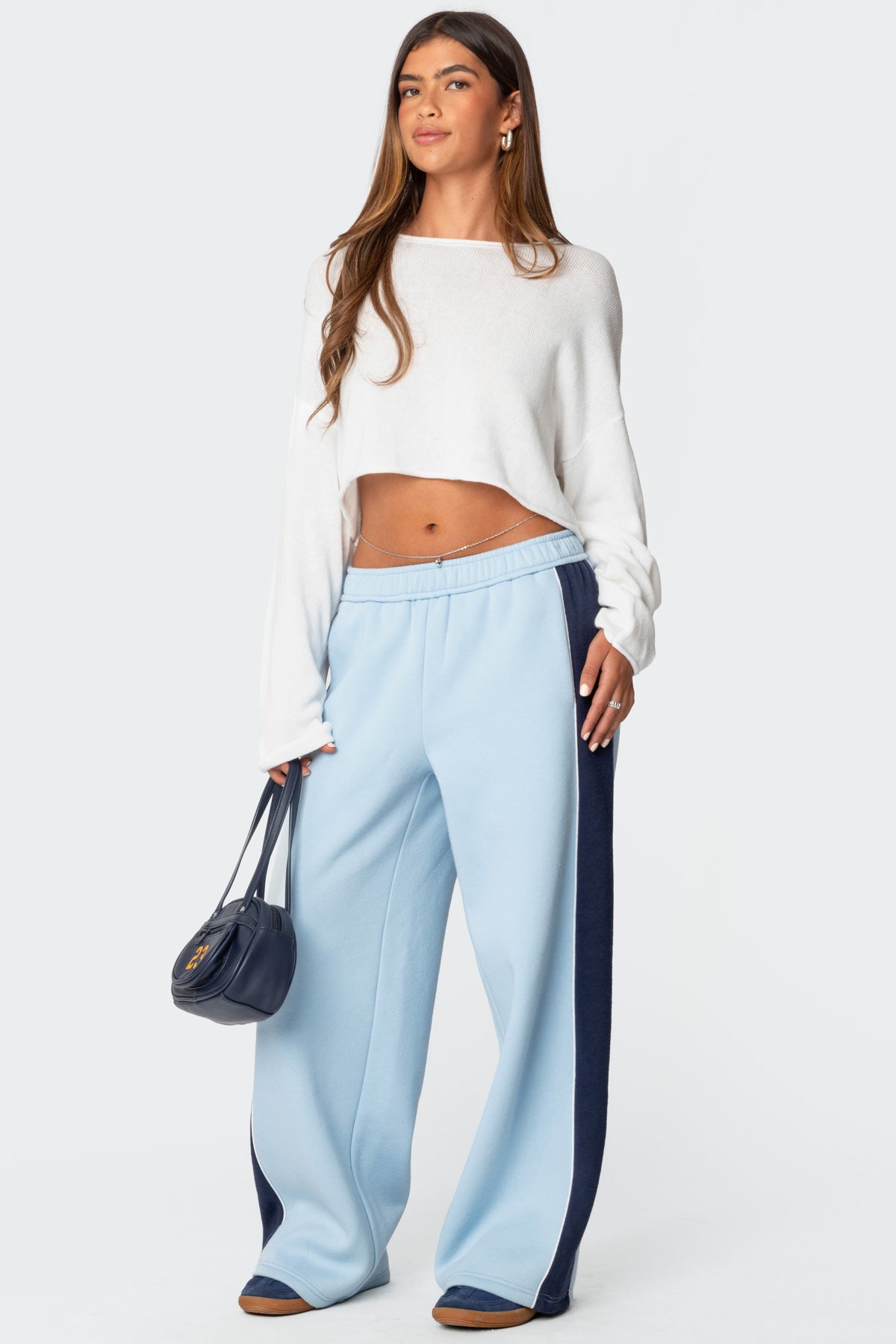 Contrast Panel Sweatpants - LIGHT BLUE