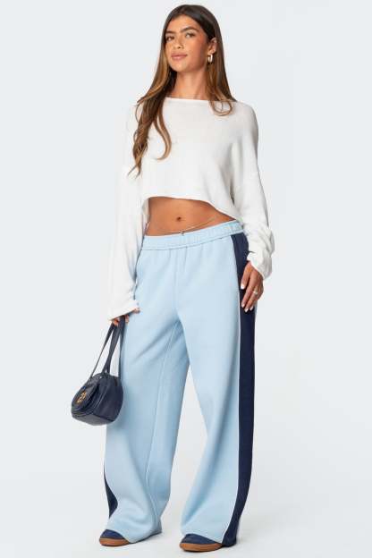 Contrast Panel Sweatpants - LIGHT BLUE