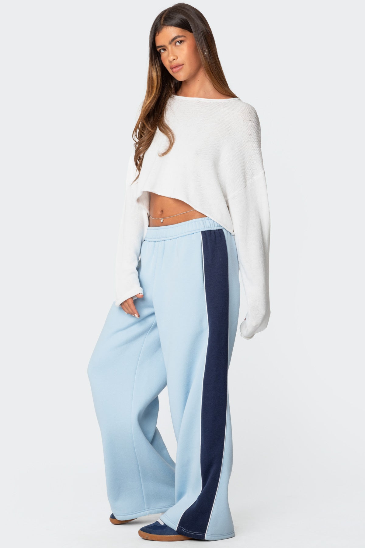 Contrast Panel Sweatpants - LIGHT BLUE