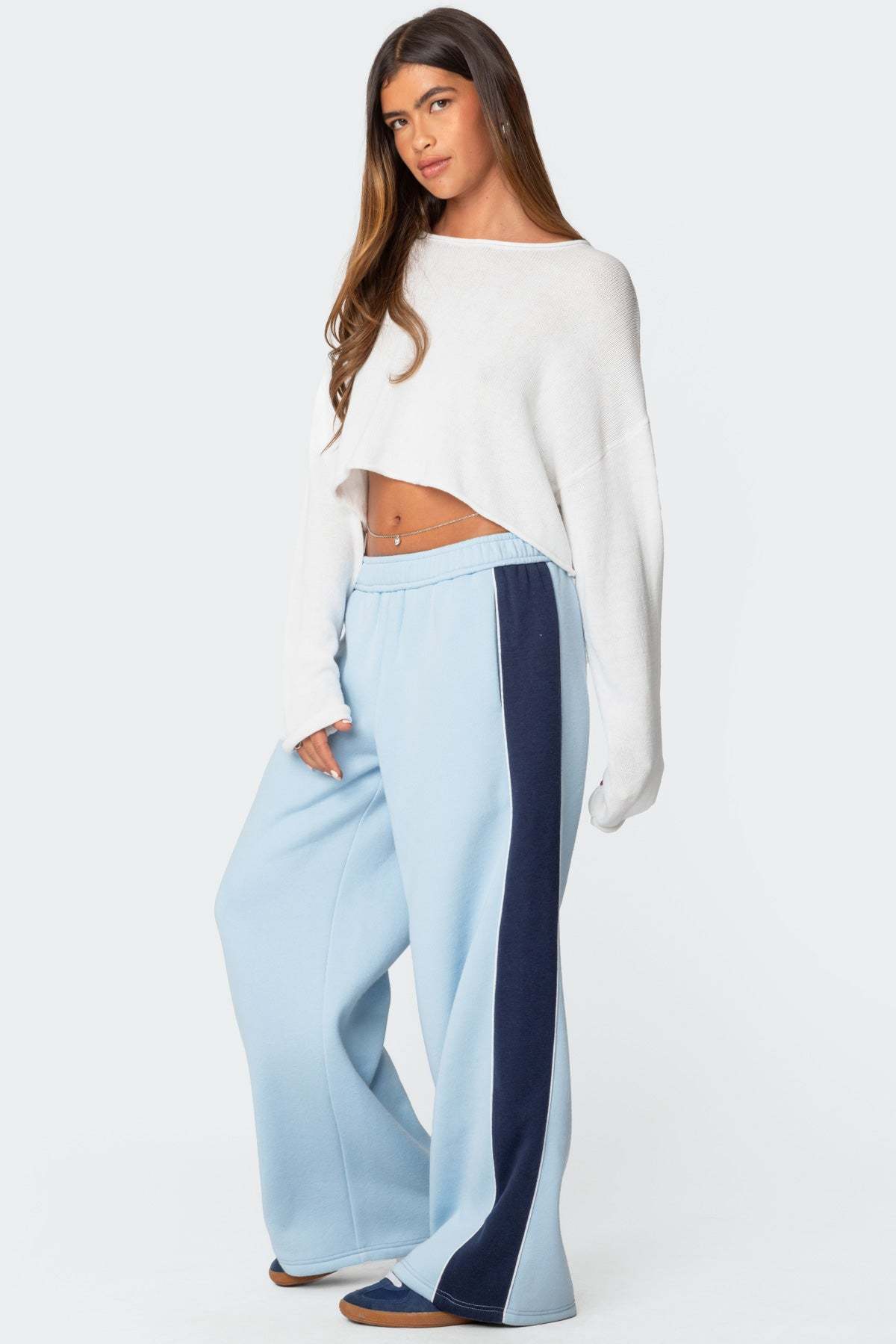 Contrast Panel Sweatpants - LIGHT BLUE