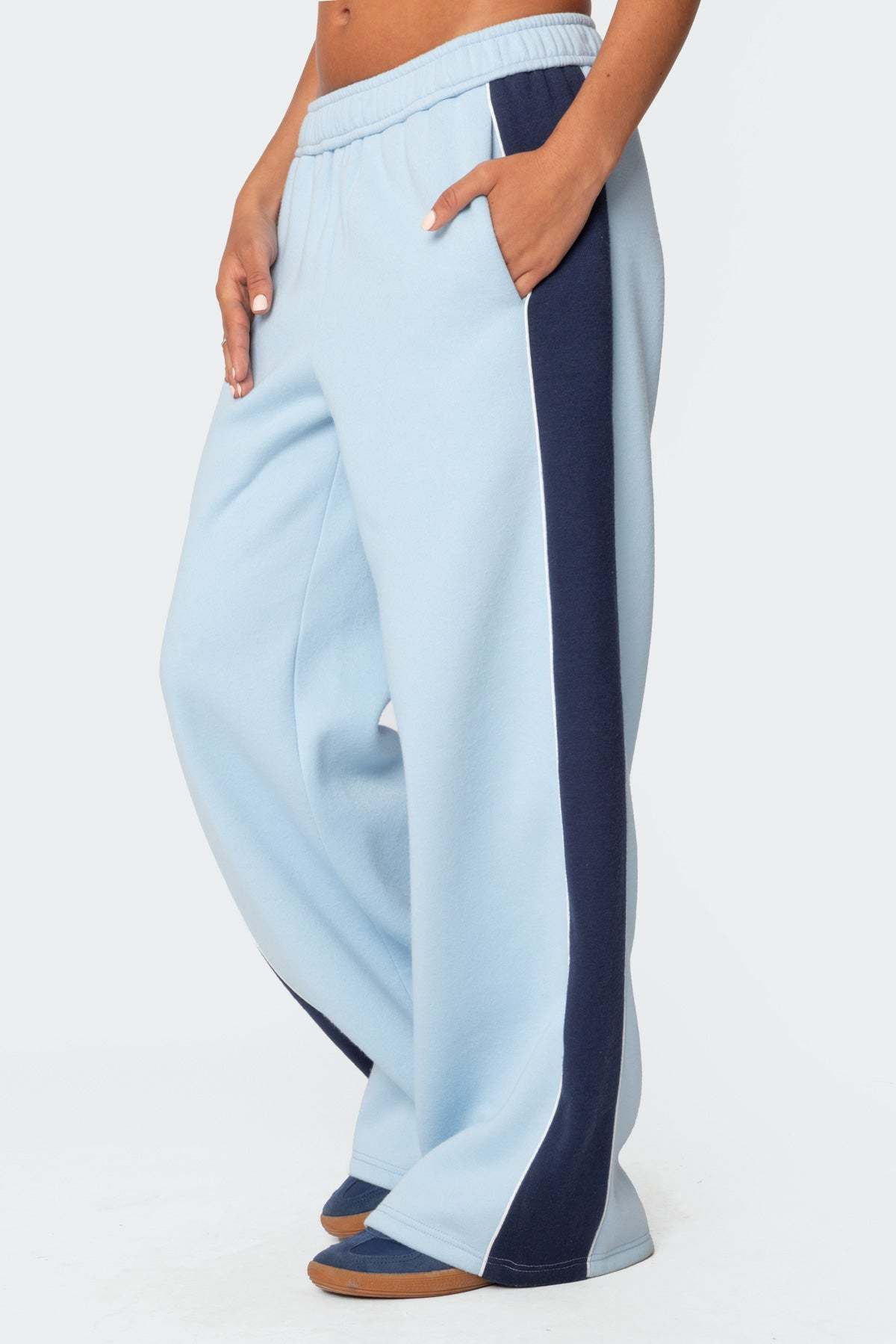 Contrast Panel Sweatpants - LIGHT BLUE