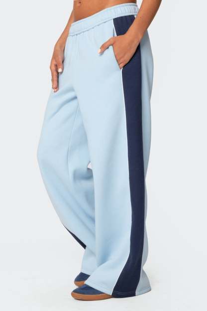 Contrast Panel Sweatpants - LIGHT BLUE