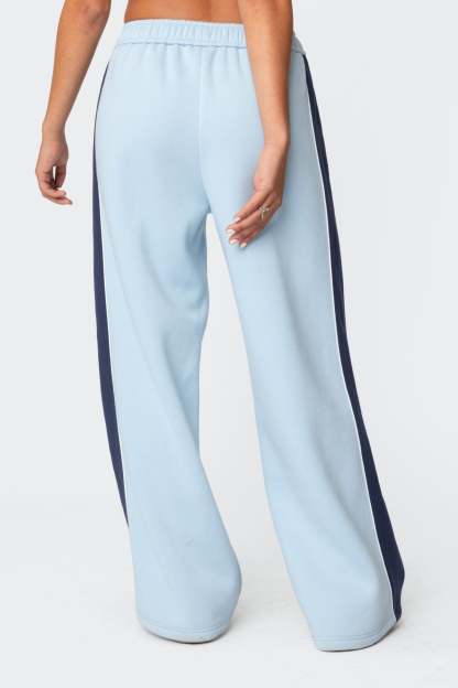 Contrast Panel Sweatpants - LIGHT BLUE