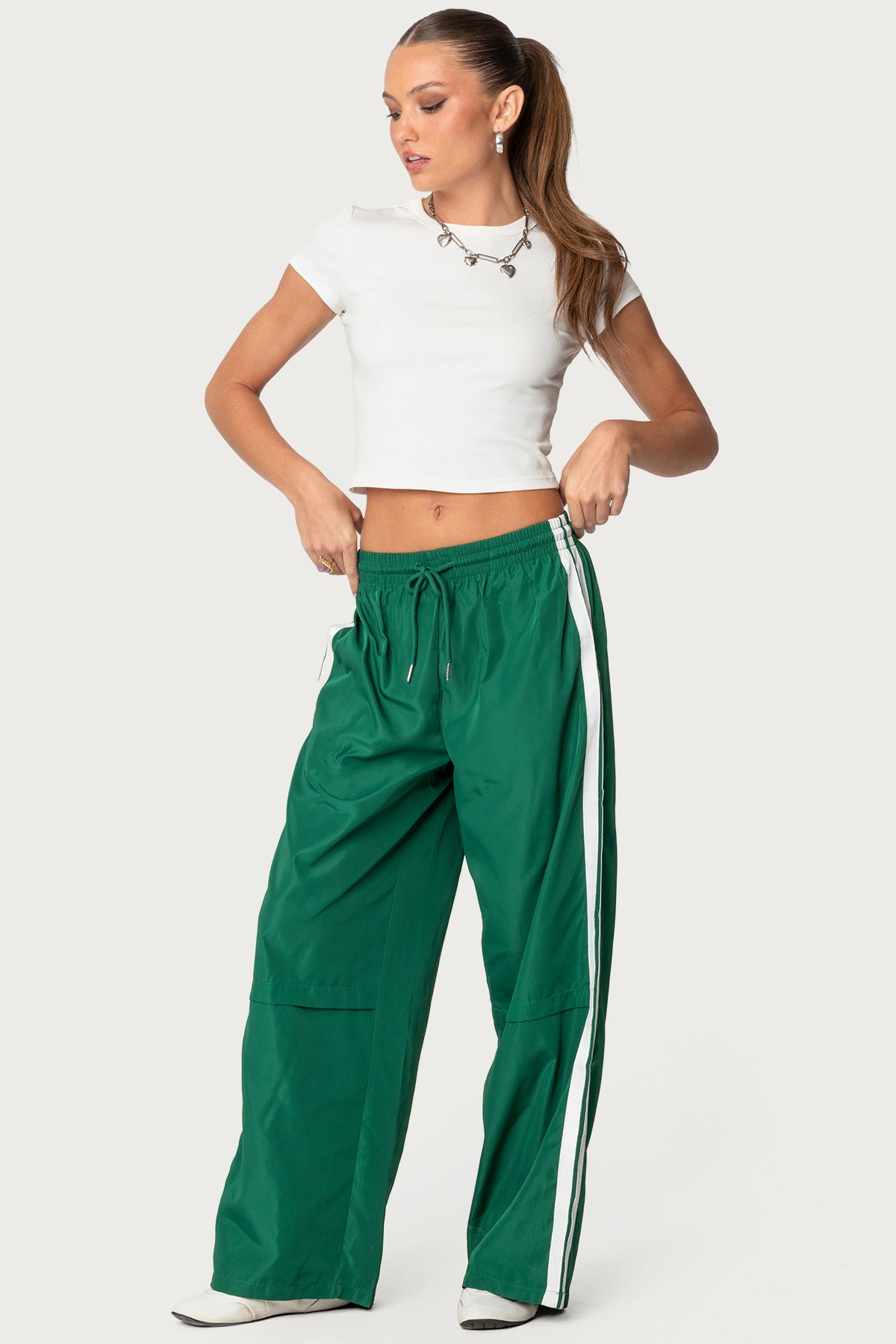 Fauna Nylon Track Pants - GREEN