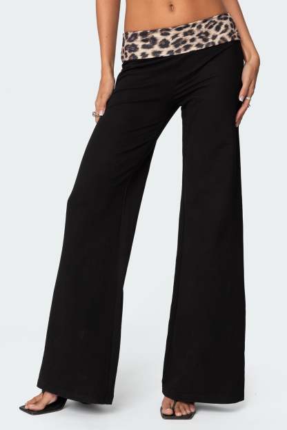 Leopard Foldover Pants - LEOPARD