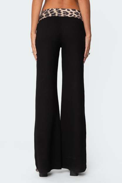 Leopard Foldover Pants - LEOPARD
