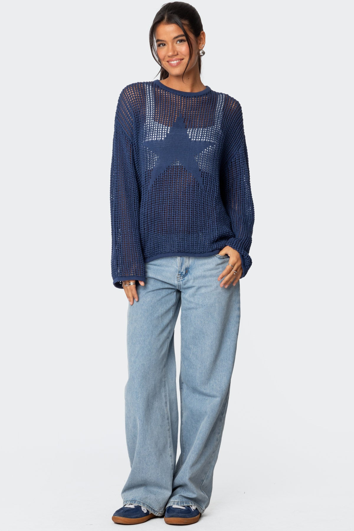 Seeing Stars Oversized Sweater - BLUE