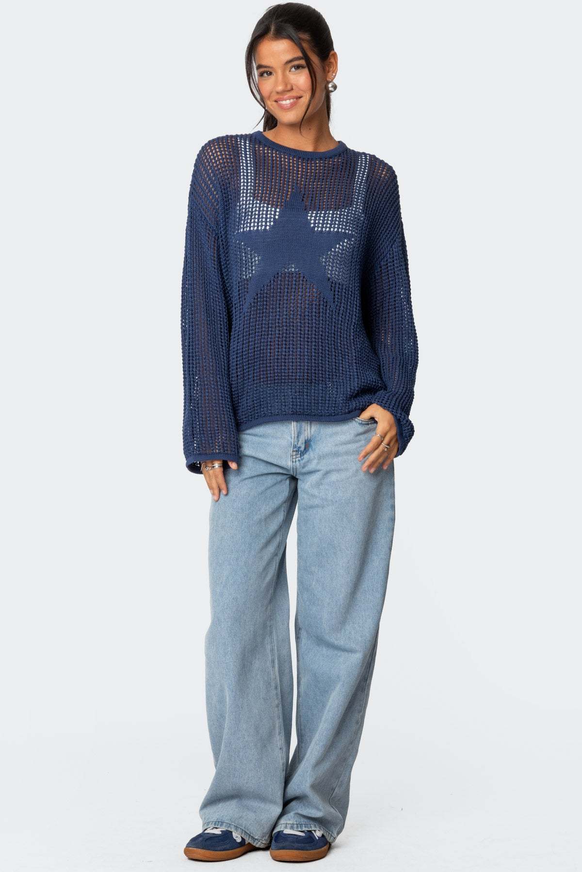 Seeing Stars Oversized Sweater - BLUE