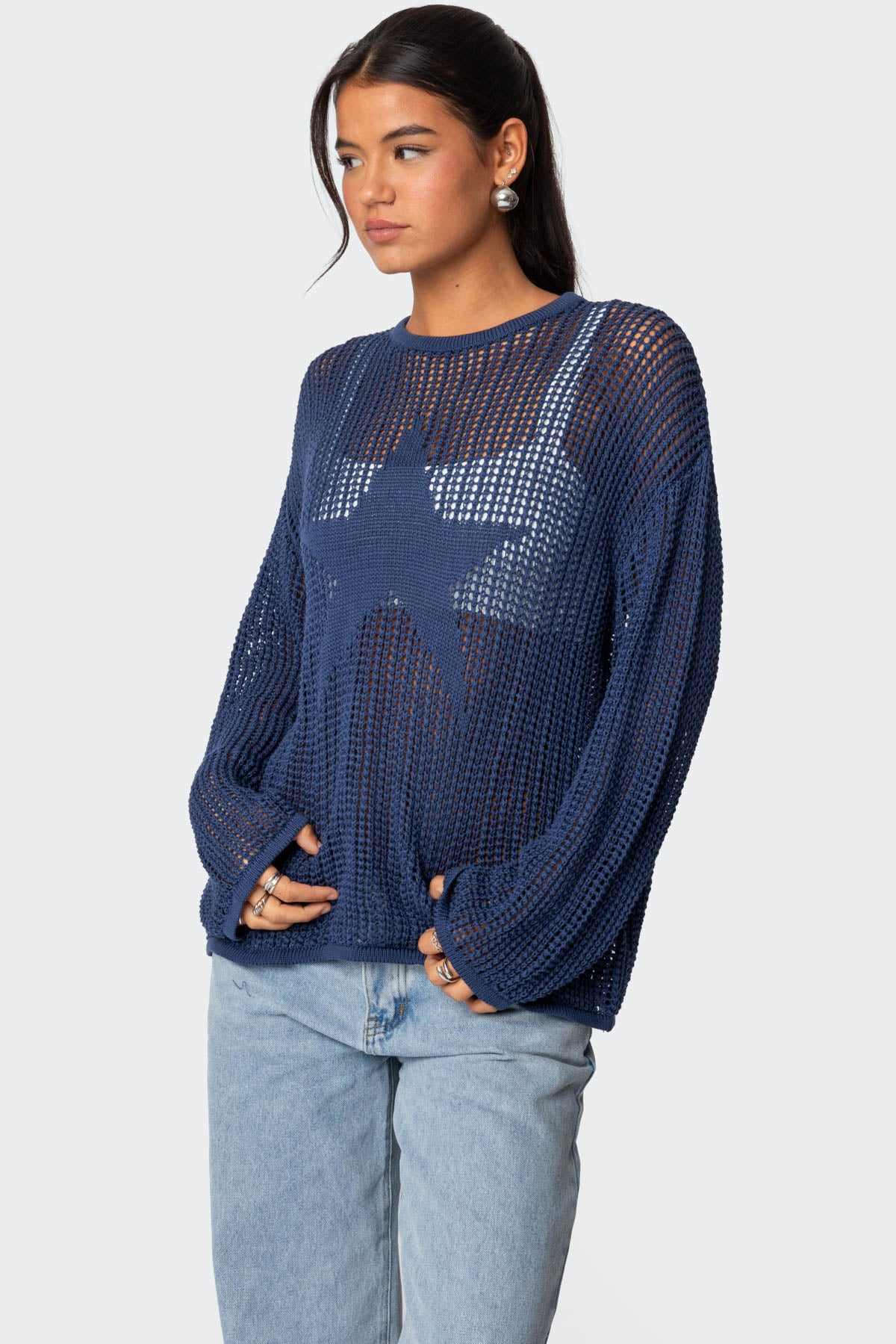 Seeing Stars Oversized Sweater - BLUE