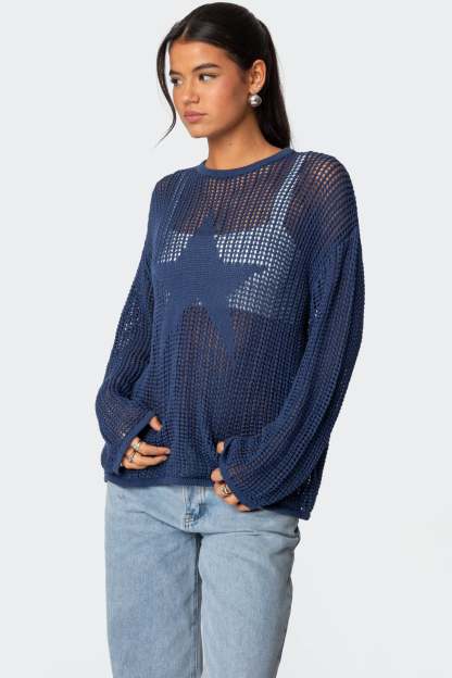 Seeing Stars Oversized Sweater - BLUE