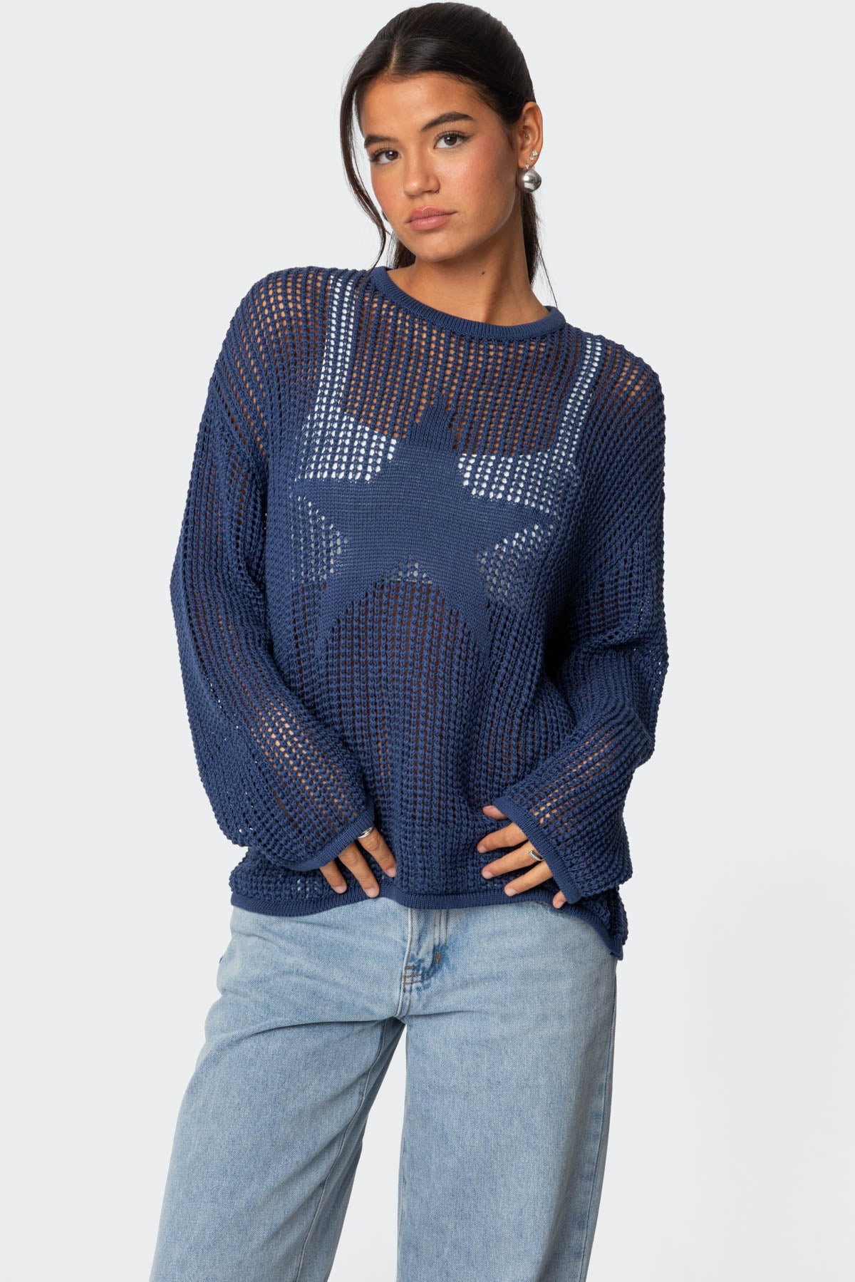 Seeing Stars Oversized Sweater - BLUE