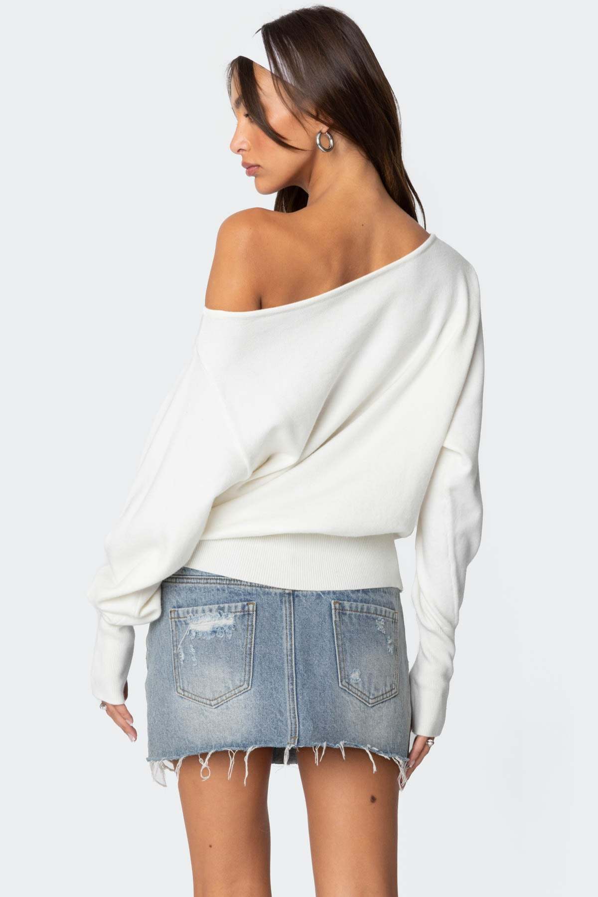 Off Shoulder Oversized Sweater - CREAM