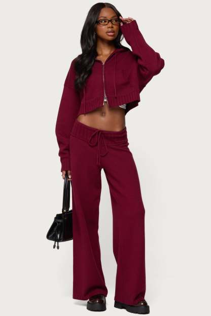 Russell Straight Leg Knit Pants - BURGUNDY