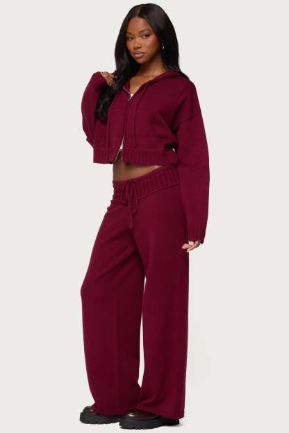 Russell Straight Leg Knit Pants - BURGUNDY