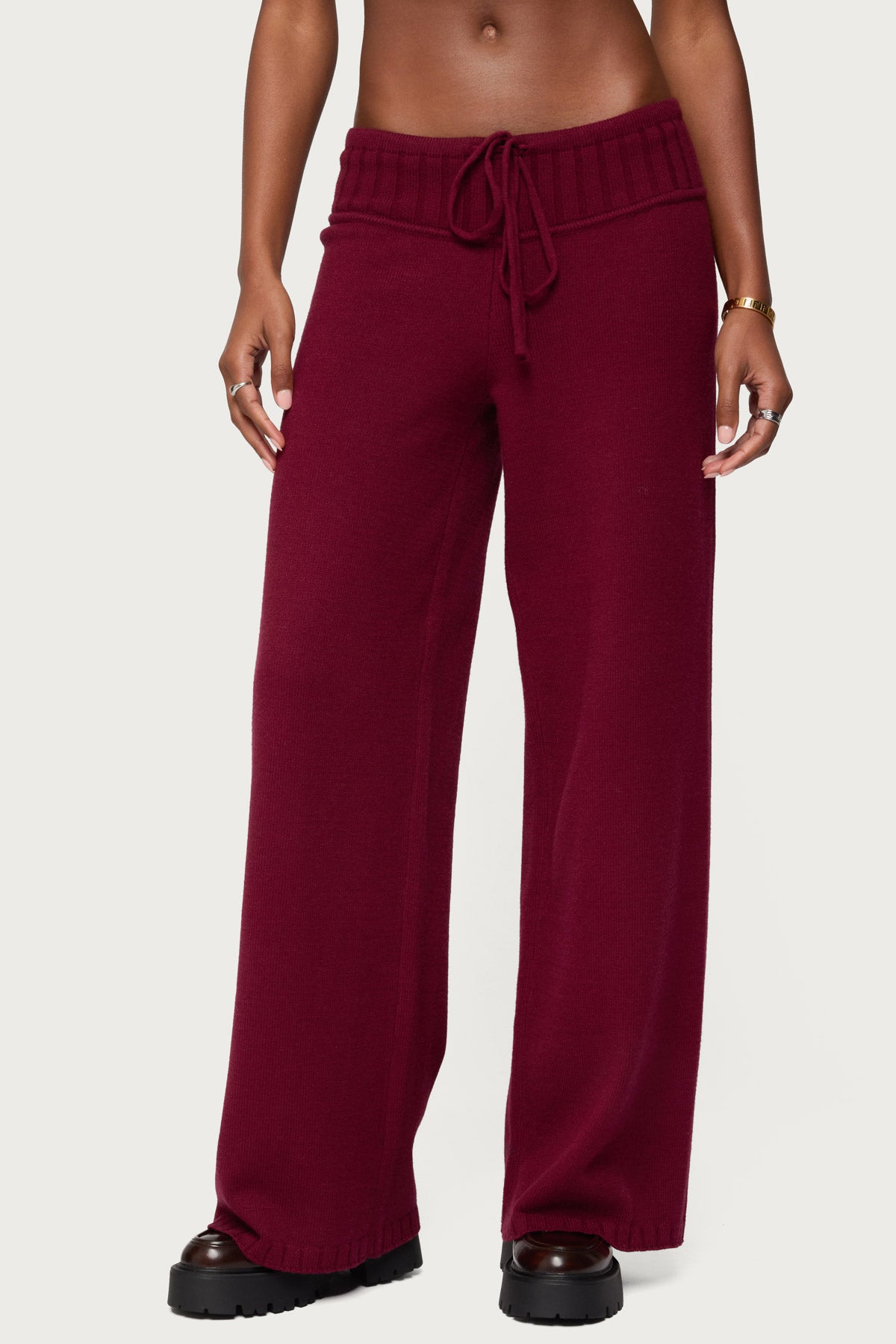 Russell Straight Leg Knit Pants - BURGUNDY