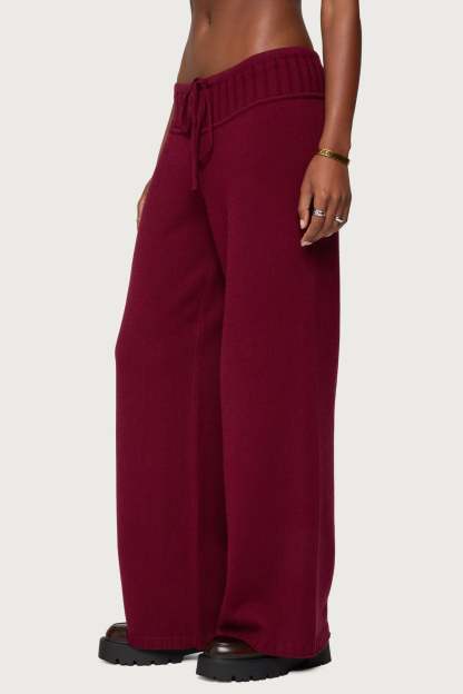 Russell Straight Leg Knit Pants - BURGUNDY
