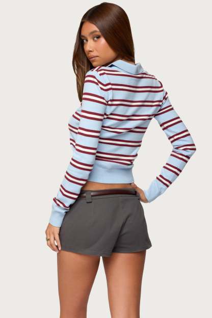 Brayden Striped Polo Sweater - LIGHT-BLUE